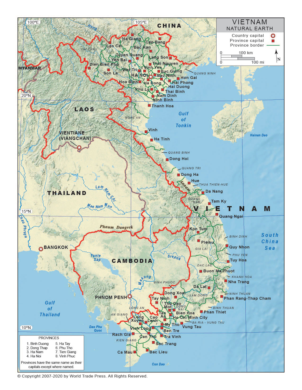 Natural Earth Map of Vietnam